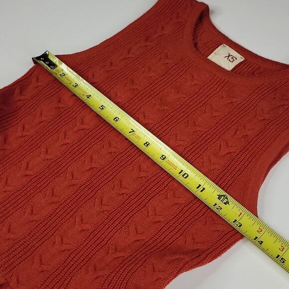 ANTHROPOLOGIE PSL Far Away From Close CABLEKNIT RED ORANGE RUST FIT FLARE DRESS - Picture 2 of 11